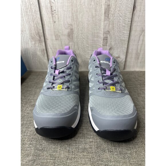 Nautilus Womens Size 9.5 B Gray & Lavender Athletic Work Shoes With Safety Toe - Picture 5 of 9